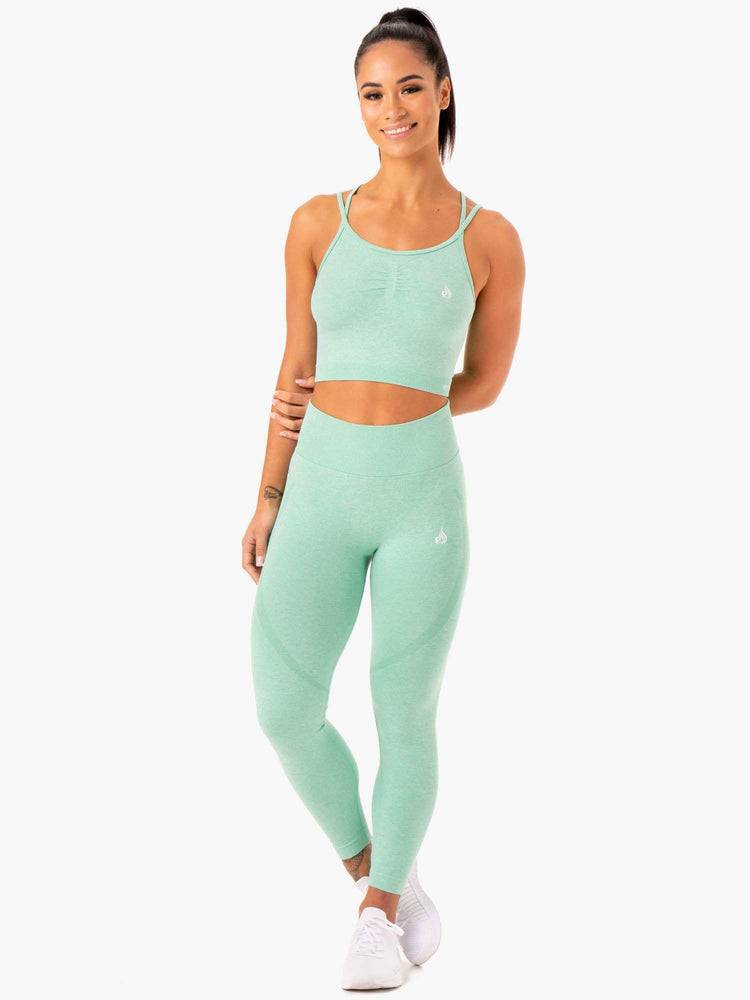 Ryderwear Women Sports Bra Sculpt Seamless Tank Women's Sports Bra Mint Marl | CA1829SO