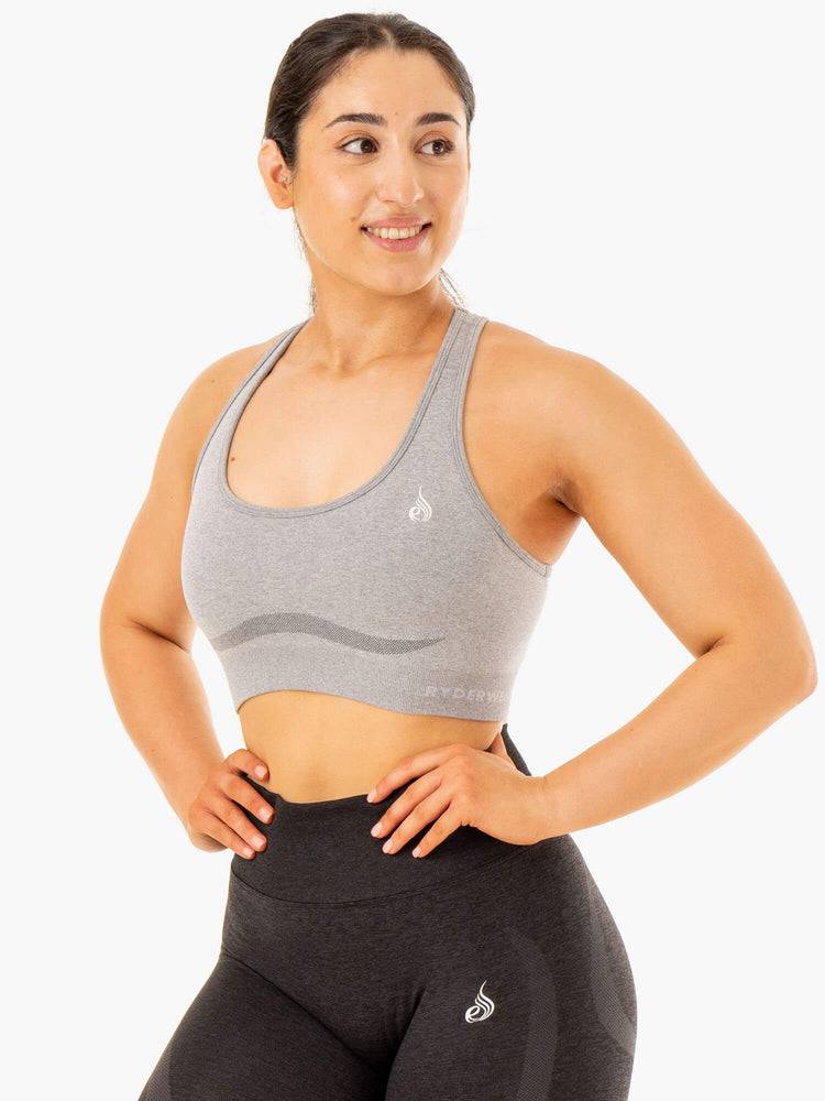 Ryderwear Women Sports Bra Sculpt Seamless Racer Back Women's Sports Bra Grey Marl | CA1900TV