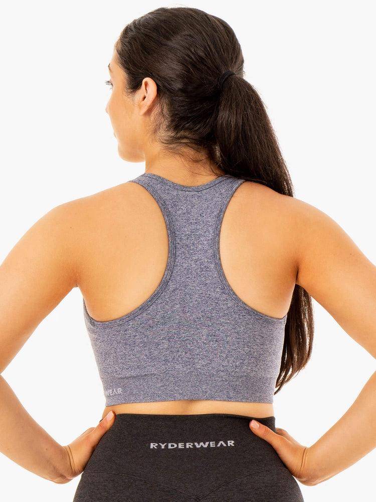 Ryderwear Women Sports Bra Sculpt Seamless Racer Back Women's Sports Bra Navy Marl | CA1917CE