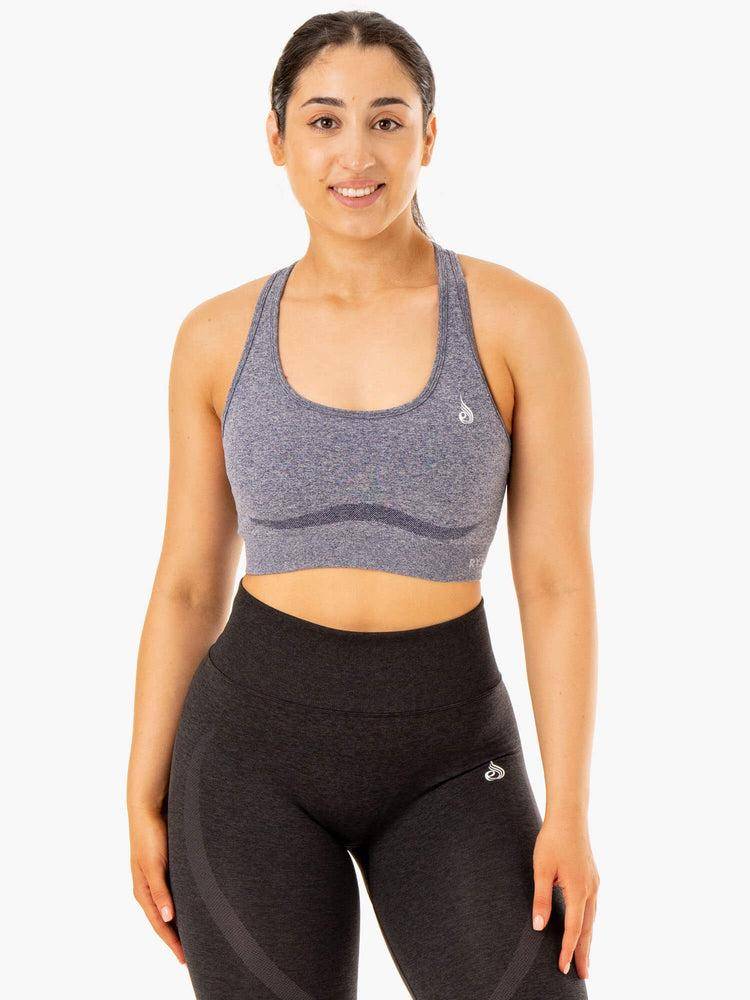 Ryderwear Women Sports Bra Sculpt Seamless Racer Back Women\'s Sports Bra Navy Marl | CA1917CE