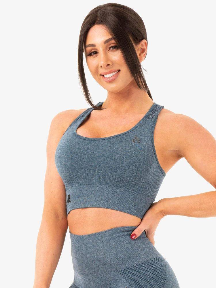 Ryderwear Women Sports Bra Seamless Staples Women's Sports Bra Teal Marl | CA1600JJ