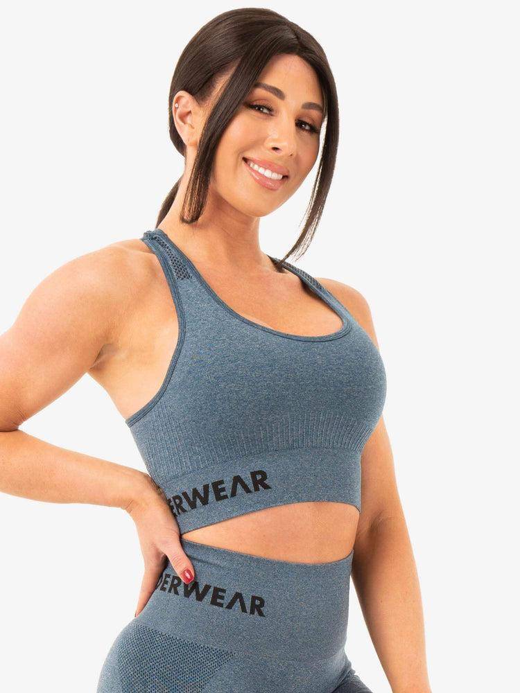 Ryderwear Women Sports Bra Seamless Staples Women's Sports Bra Teal Marl | CA1600JJ