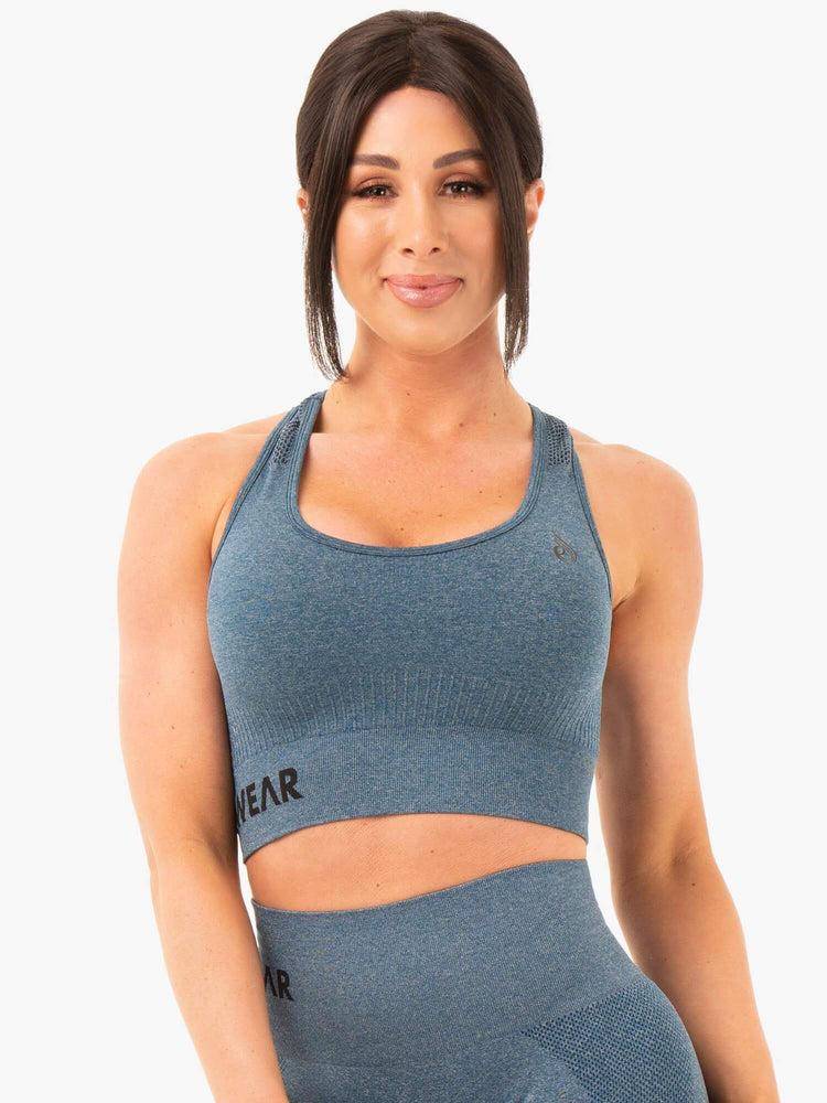 Ryderwear Women Sports Bra Seamless Staples Women\'s Sports Bra Teal Marl | CA1600JJ