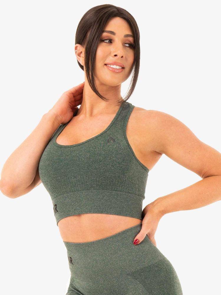 Ryderwear Women Sports Bra Seamless Staples Women's Sports Bra Forest Green Marl | CA1606VD