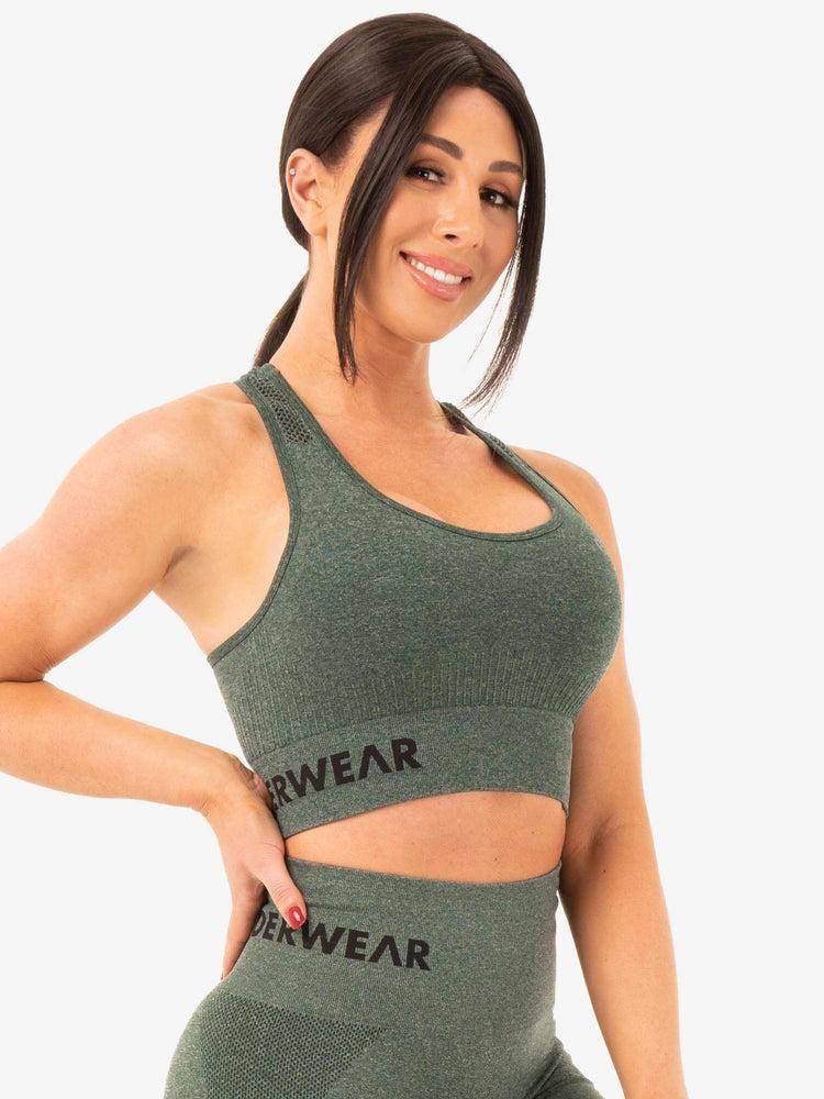 Ryderwear Women Sports Bra Seamless Staples Women's Sports Bra Forest Green Marl | CA1606VD