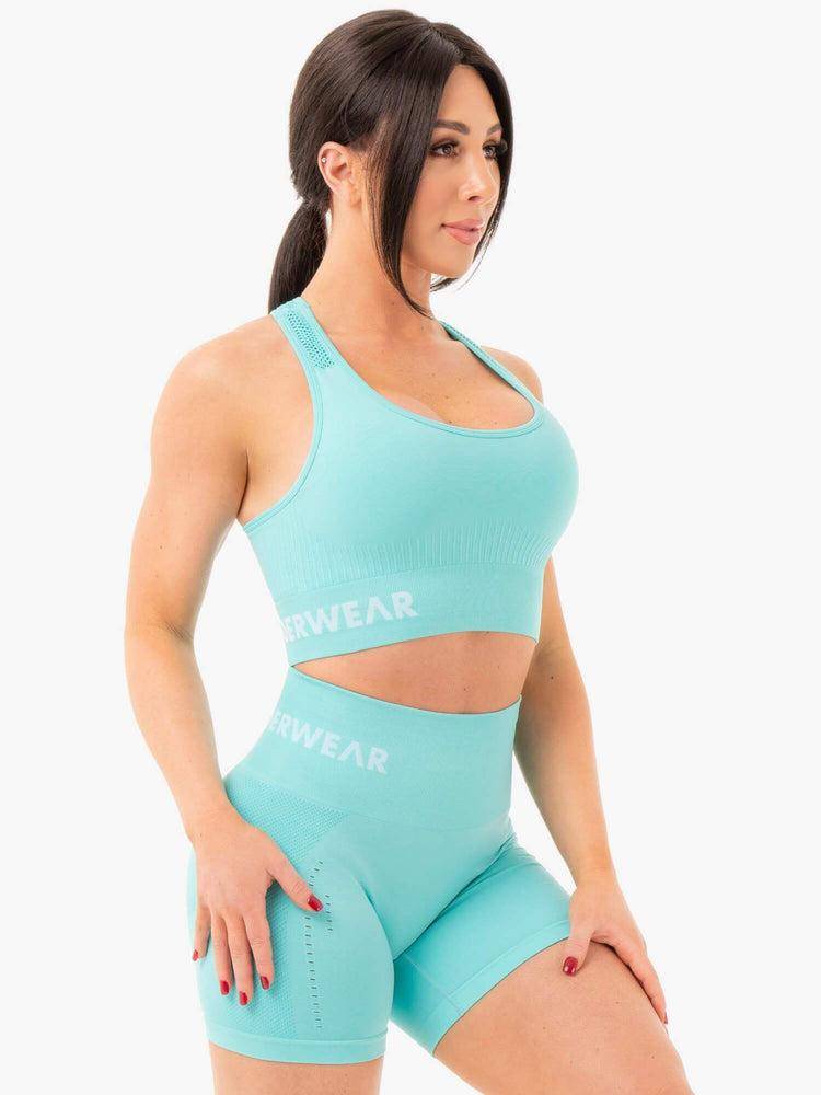 Ryderwear Women Sports Bra Seamless Staples Women's Sports Bra Aqua Marl | CA1623FM