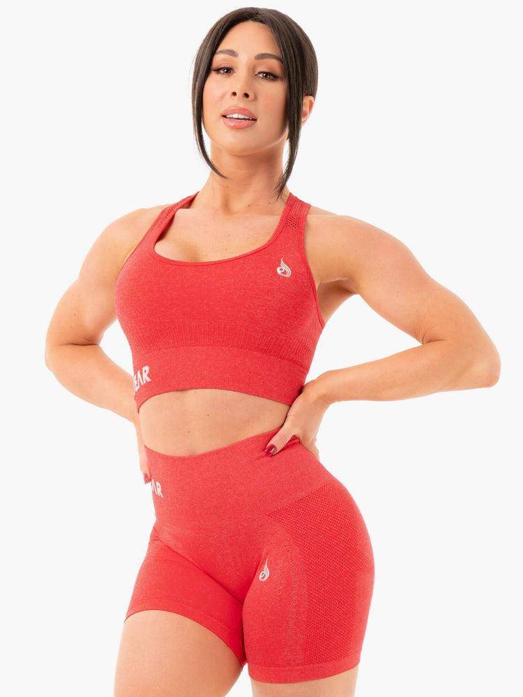 Ryderwear Women Sports Bra Seamless Staples Women's Sports Bra Red Marl | CA1632VD