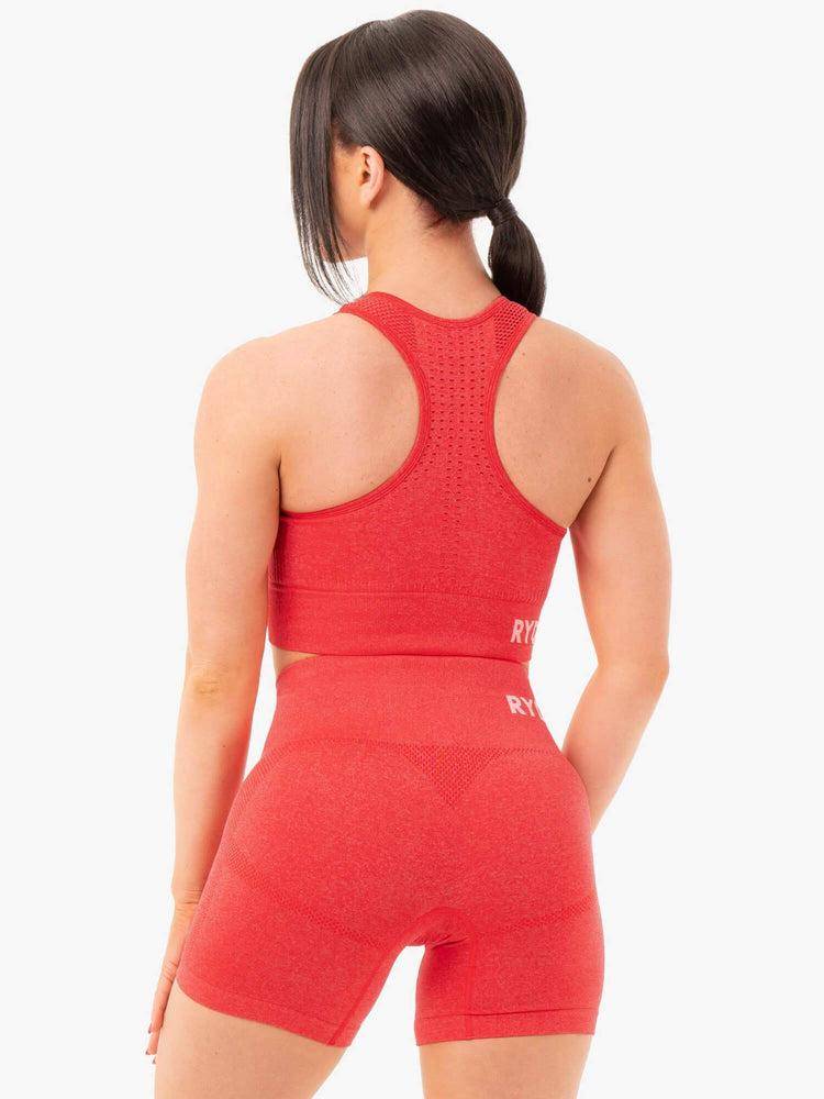 Ryderwear Women Sports Bra Seamless Staples Women's Sports Bra Red Marl | CA1632VD