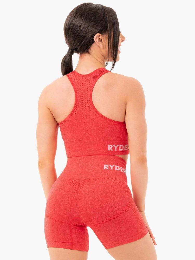 Ryderwear Women Sports Bra Seamless Staples Women's Sports Bra Red Marl | CA1632VD