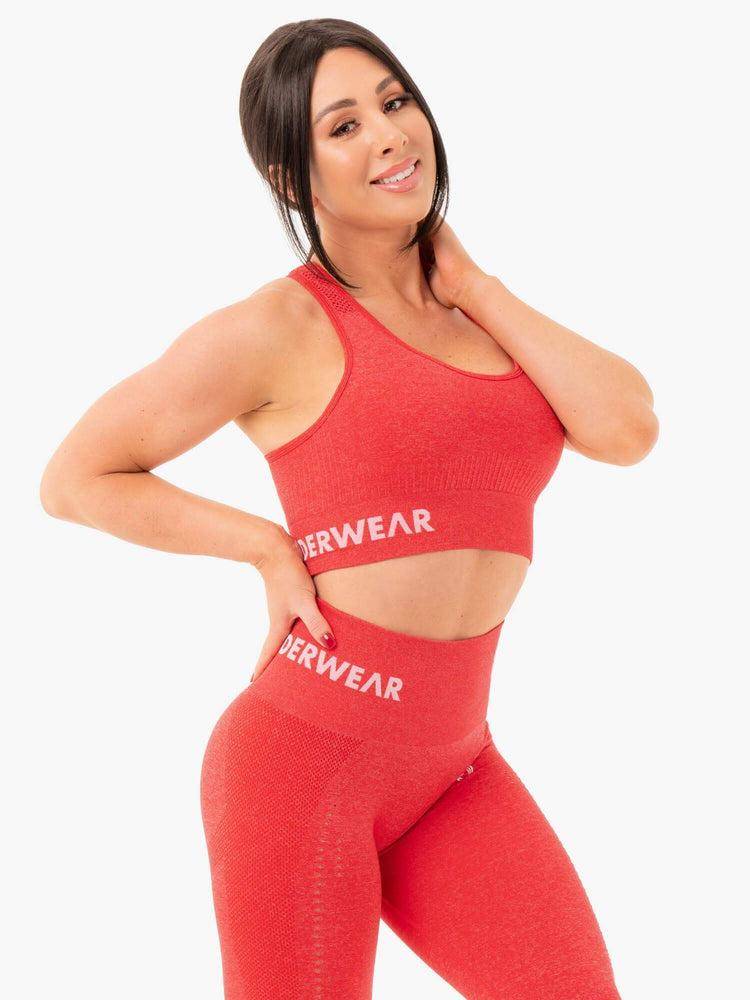 Ryderwear Women Sports Bra Seamless Staples Women\'s Sports Bra Red Marl | CA1632VD