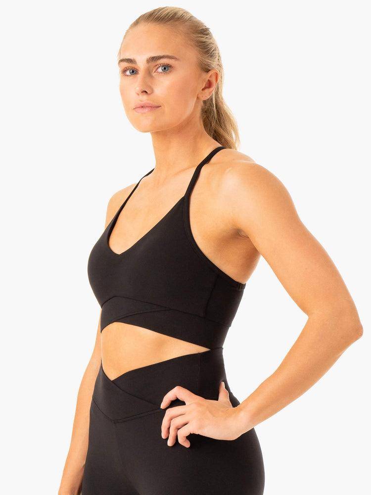 Ryderwear Women Sports Bra Serene Cross Over Women's Sports Bra Black | CA1871WY