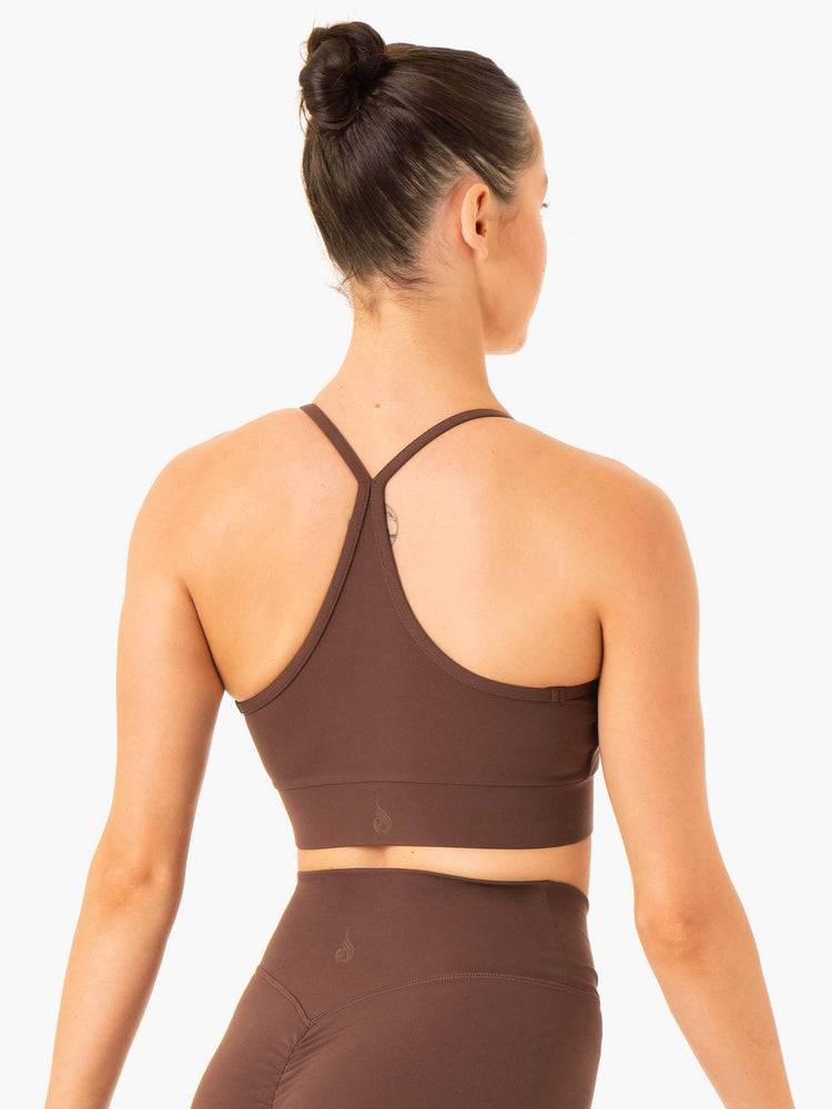 Ryderwear Women Sports Bra Serene Cross Over Women's Sports Bra Chocolate | CA1874TV