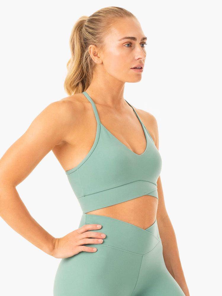 Ryderwear Women Sports Bra Serene Cross Over Women's Sports Bra Green | CA1897WY