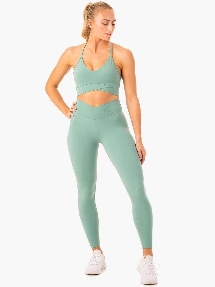 Ryderwear Women Sports Bra Serene Cross Over Women's Sports Bra Green | CA1897WY