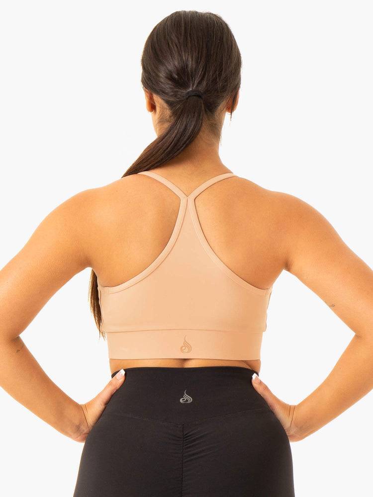 Ryderwear Women Sports Bra Serene Cross Over Women's Sports Bra Tan | CA1919BC