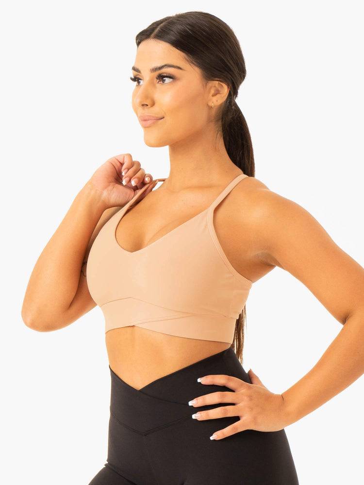 Ryderwear Women Sports Bra Serene Cross Over Women's Sports Bra Tan | CA1919BC