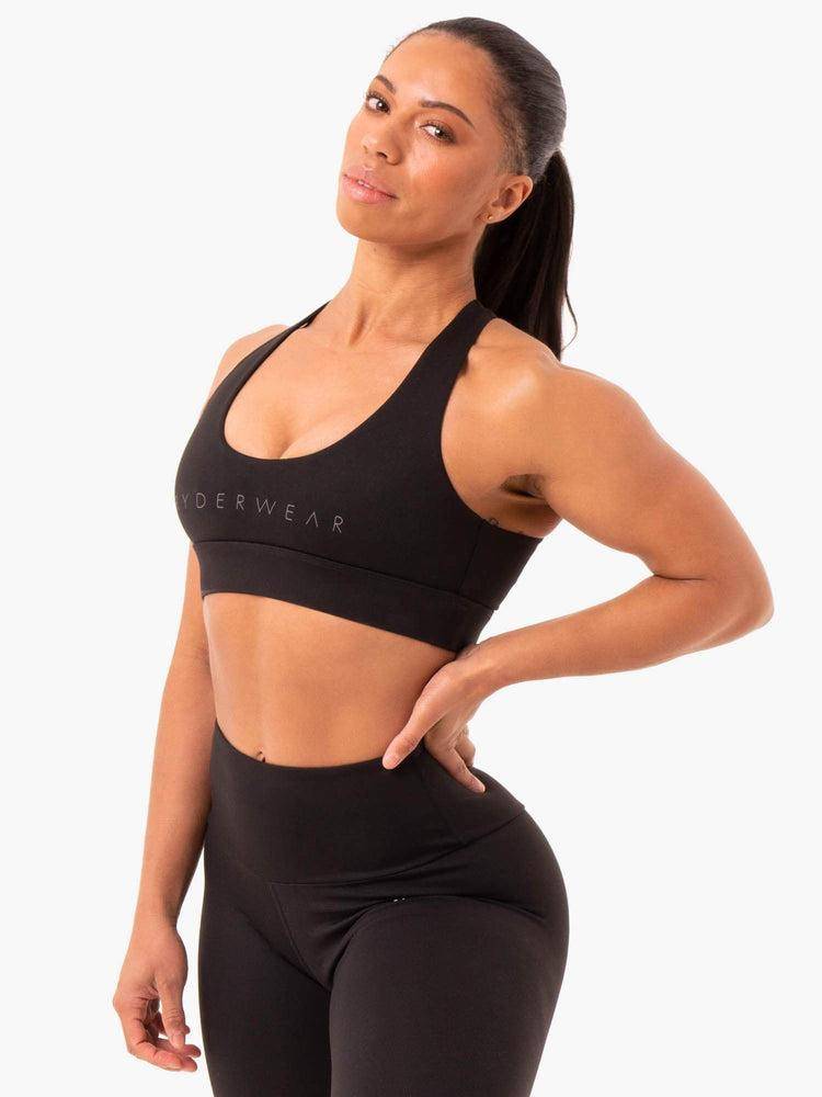 Ryderwear Women Sports Bra Staples Cross Over Women's Sports Bra Black | CA1671PQ