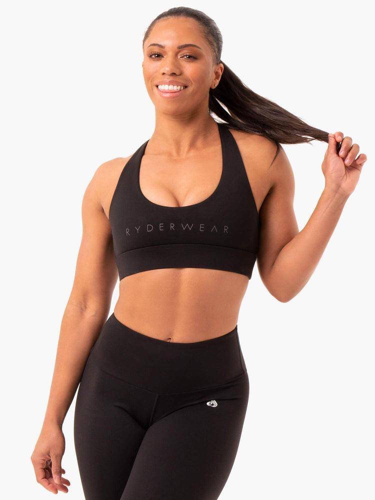 Ryderwear Women Sports Bra Staples Cross Over Women\'s Sports Bra Black | CA1671PQ