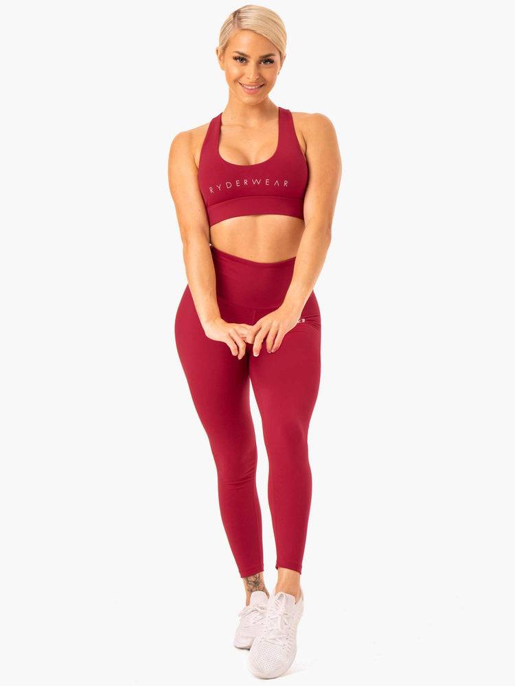 Ryderwear Women Sports Bra Staples Cross Over Women's Sports Bra Wine Red | CA1732LH