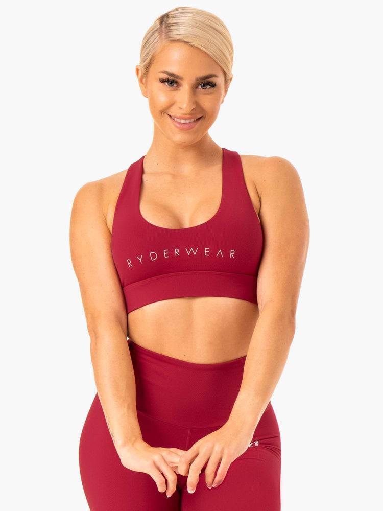 Ryderwear Women Sports Bra Staples Cross Over Women\'s Sports Bra Wine Red | CA1732LH