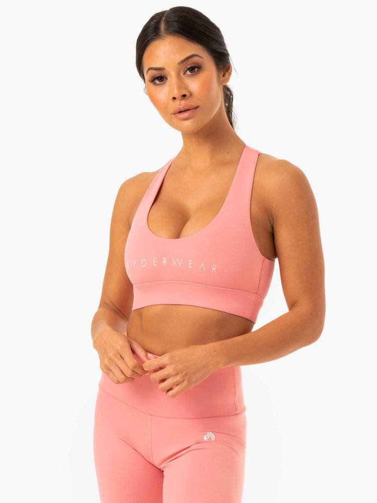 Ryderwear Women Sports Bra Staples Cross Over Women's Sports Bra Rose Pink | CA1770TV