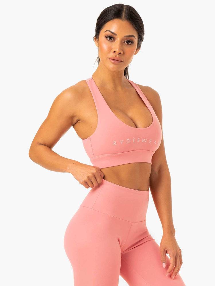 Ryderwear Women Sports Bra Staples Cross Over Women's Sports Bra Rose Pink | CA1770TV