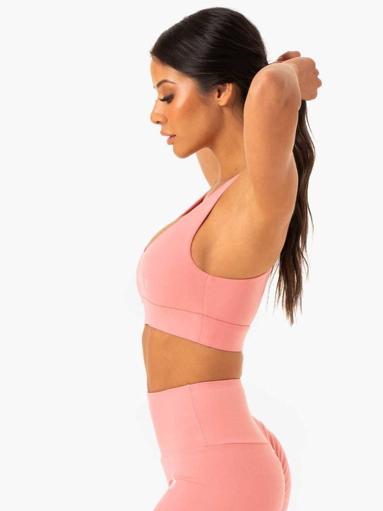 Ryderwear Women Sports Bra Staples Cross Over Women's Sports Bra Rose Pink | CA1770TV