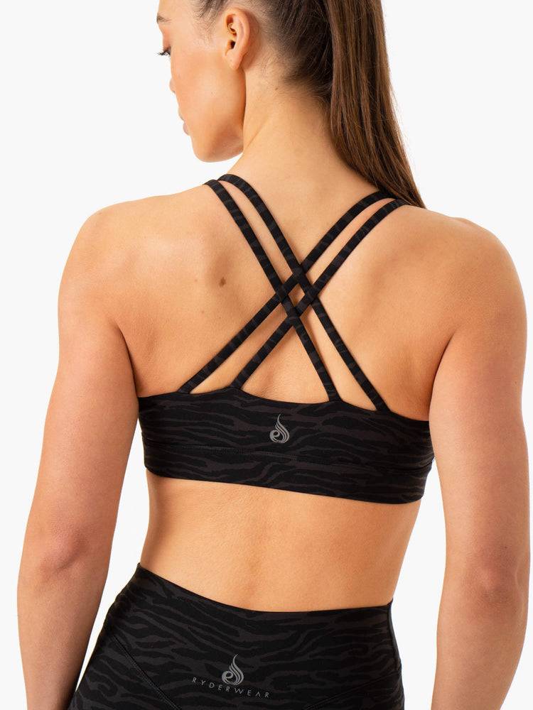 Ryderwear Women Sports Bra Transform Twist Women's Sports Bra Black Zebra | CA1831FM