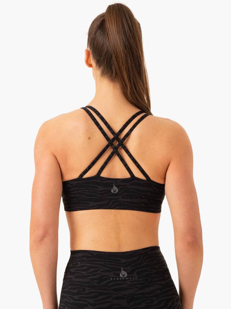 Ryderwear Women Sports Bra Transform Twist Women's Sports Bra Black Zebra | CA1831FM