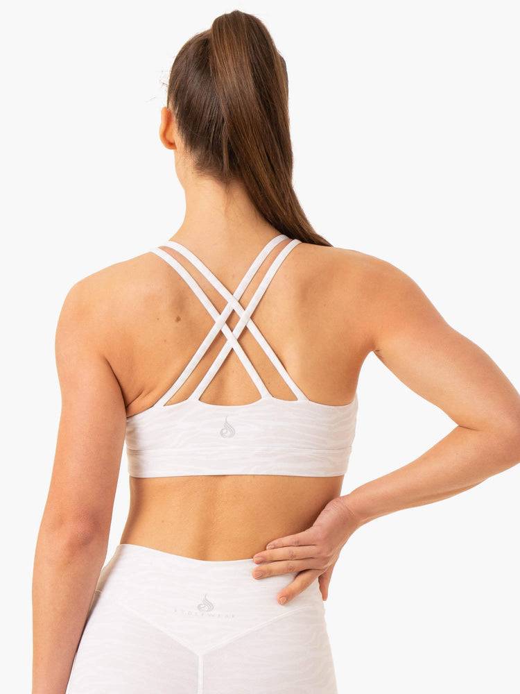 Ryderwear Women Sports Bra Transform Twist Women's Sports Bra White Zebra | CA1924EX