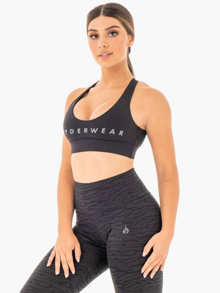 Ryderwear Women Sports Bra Wild Cross Over Women's Sports Bra Black | CA1677HK