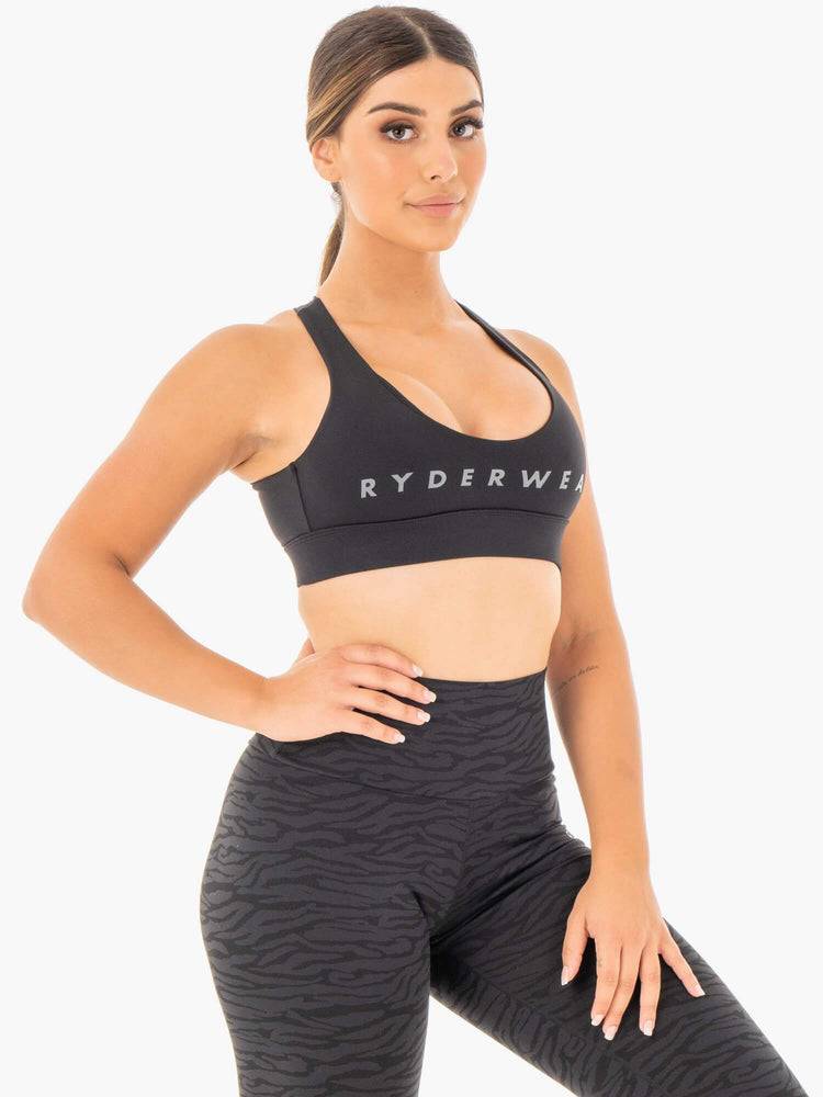 Ryderwear Women Sports Bra Wild Cross Over Women's Sports Bra Black | CA1677HK