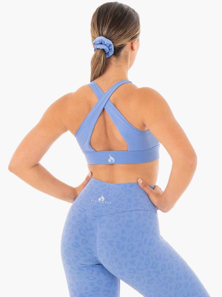 Ryderwear Women Sports Bra Wild Cross Over Women's Sports Bra Blue | CA1769RW