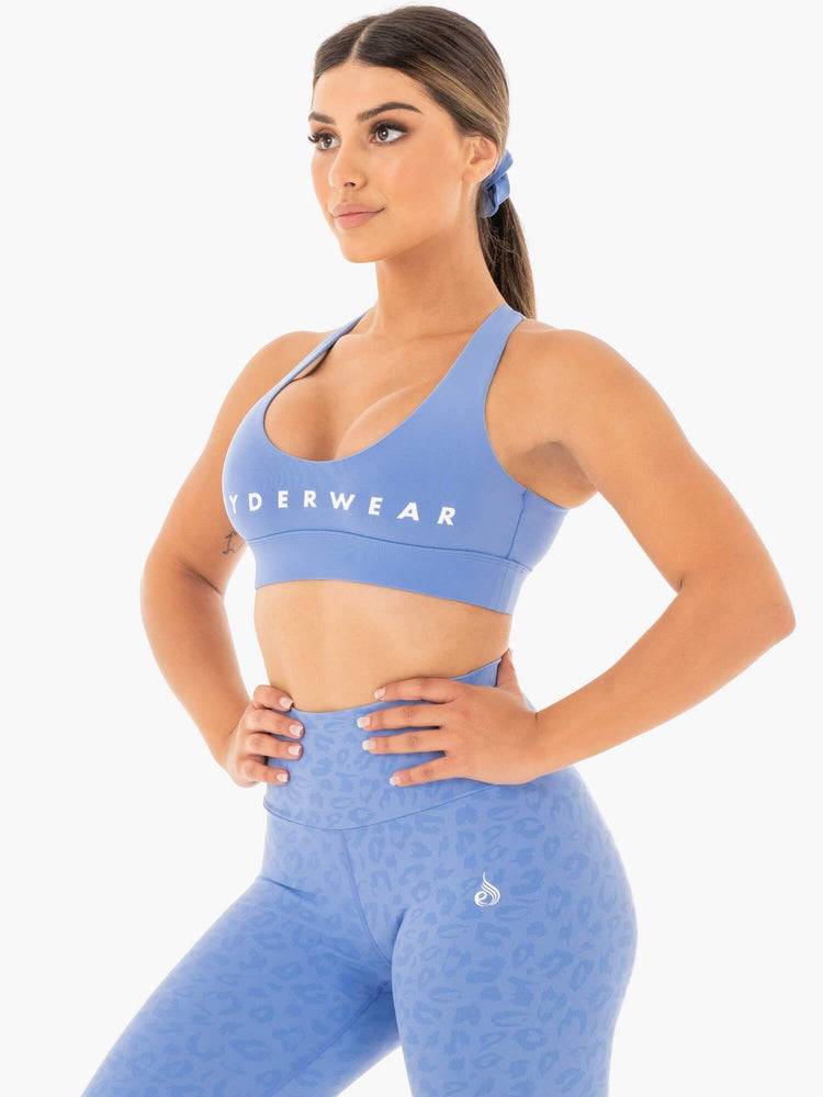 Ryderwear Women Sports Bra Wild Cross Over Women's Sports Bra Blue | CA1769RW