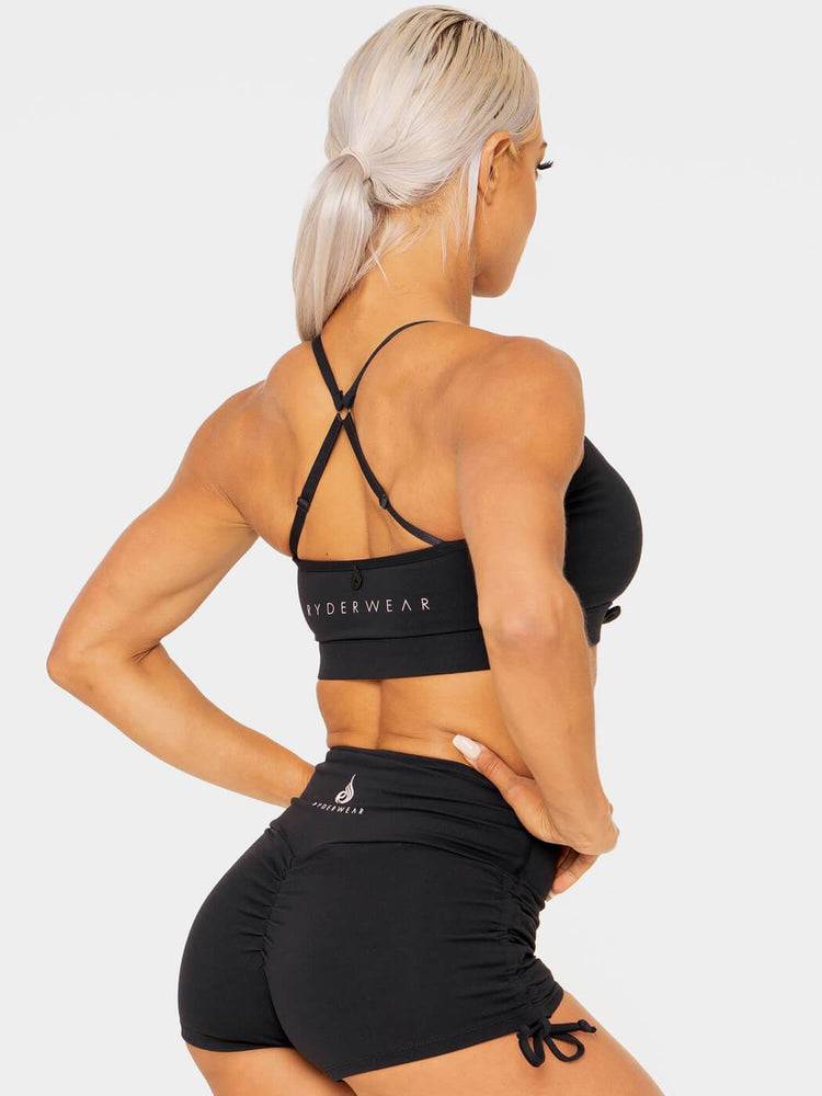 Ryderwear Women Sports Bra Wild Tied Up Women's Sports Bra Black | CA1675FM