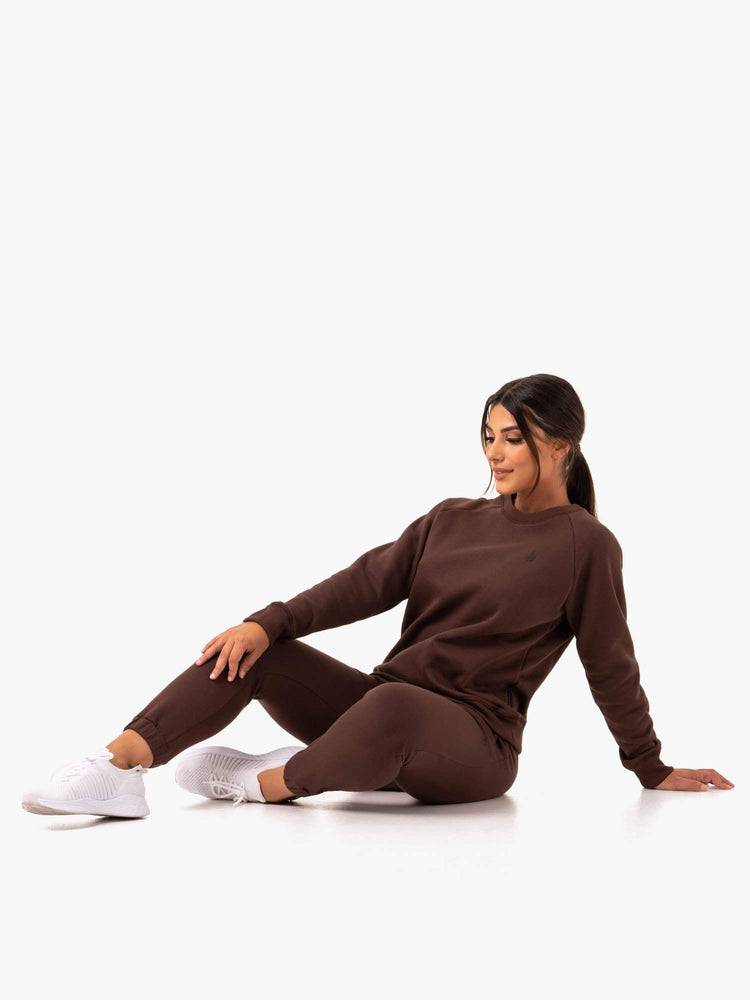 Ryderwear Women Sweaters Adapt Boyfriend Women's Sweaters Chocolate | CA1572GL