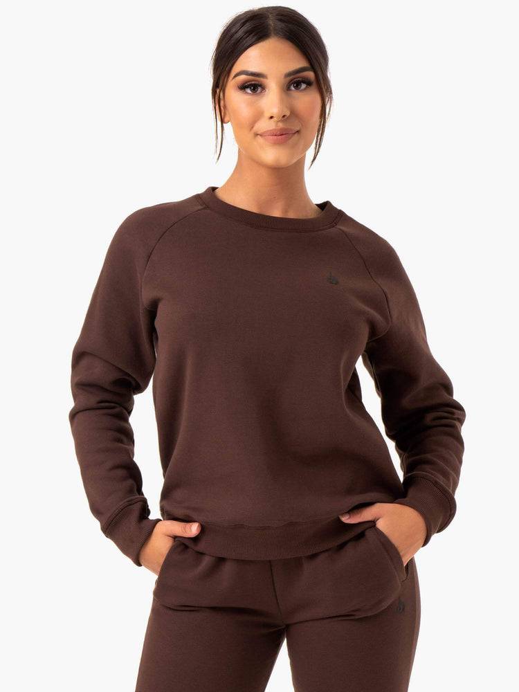 Ryderwear Women Sweaters Adapt Boyfriend Women's Sweaters Chocolate | CA1572GL