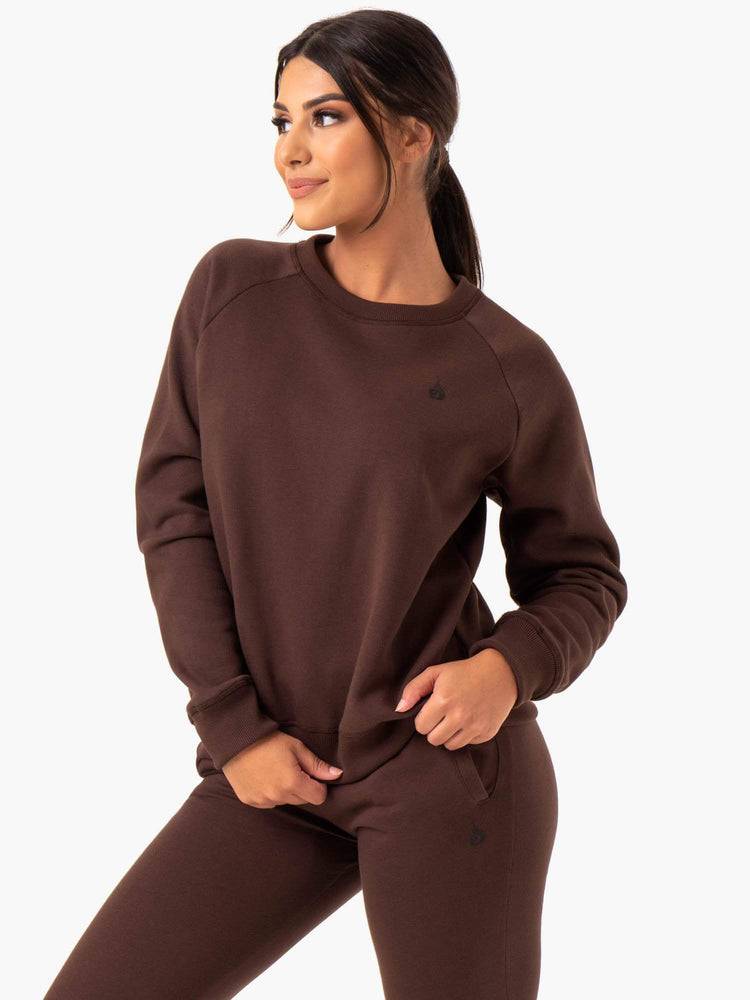 Ryderwear Women Sweaters Adapt Boyfriend Women\'s Sweaters Chocolate | CA1572GL