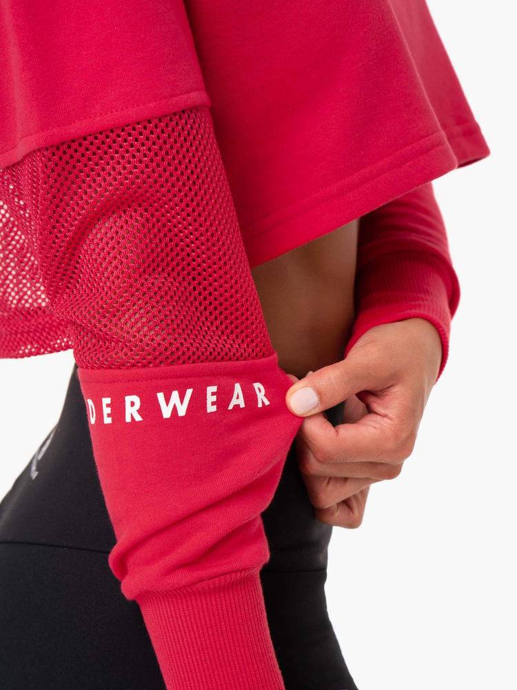 Ryderwear Women Sweaters Amazon Mesh Cropped Women's Sweaters Strawberry Red | CA1558QZ