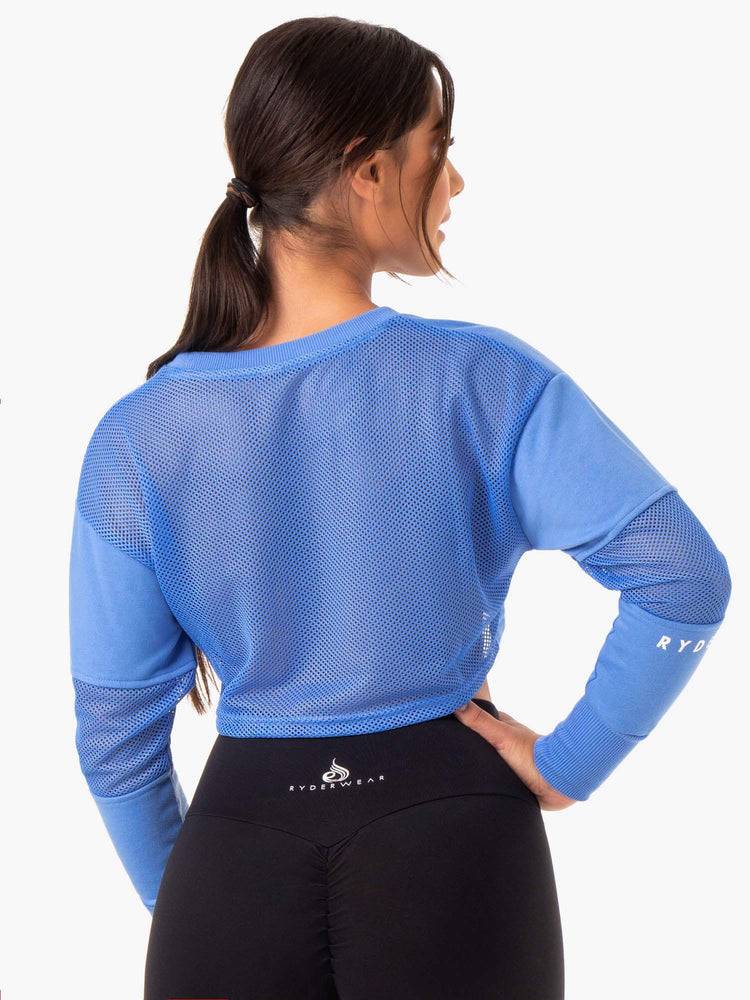 Ryderwear Women Sweaters Amazon Mesh Cropped Women's Sweaters Blue | CA1563YU