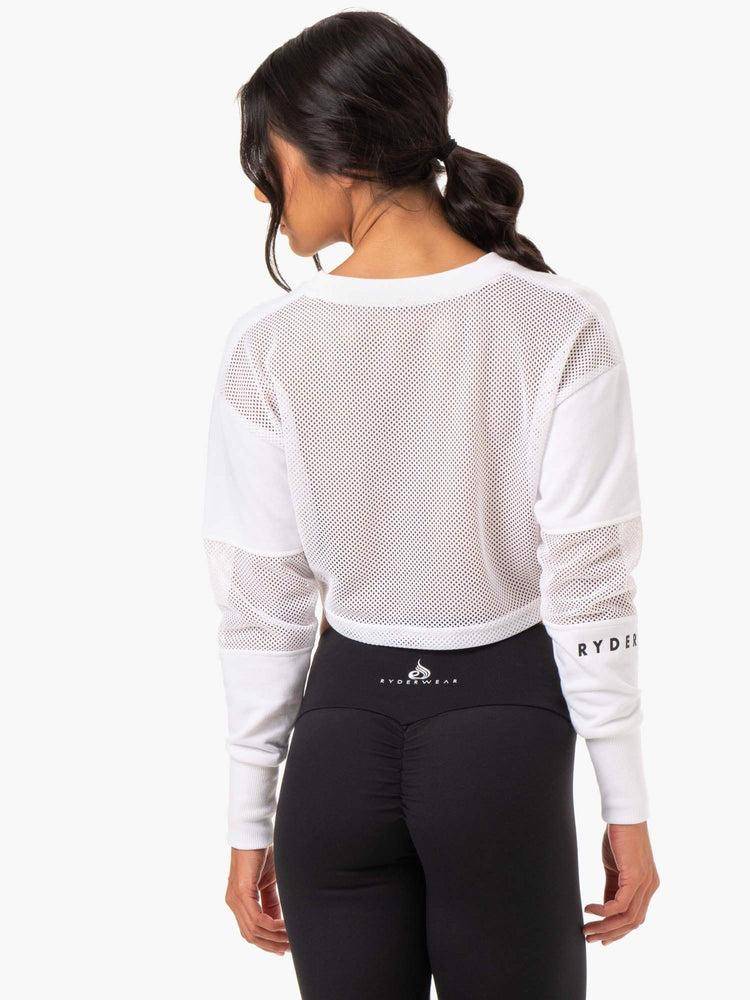 Ryderwear Women Sweaters Amazon Mesh Cropped Women's Sweaters White | CA1582NB