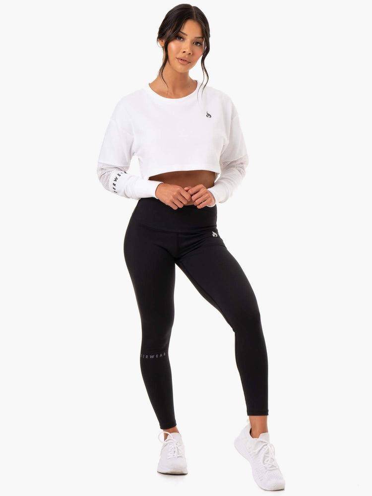 Ryderwear Women Sweaters Amazon Mesh Cropped Women's Sweaters White | CA1582NB