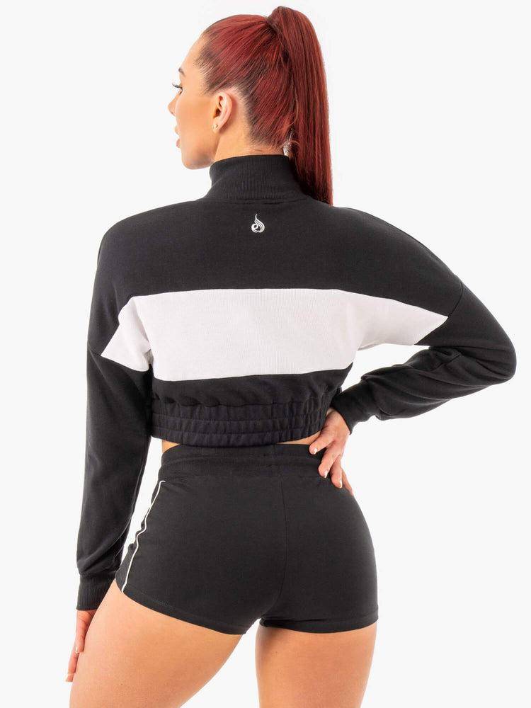 Ryderwear Women Sweaters Cropped Track Jumper Women's Sweaters Black | CA1549KI