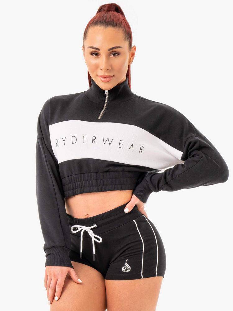 Ryderwear Women Sweaters Cropped Track Jumper Women\'s Sweaters Black | CA1549KI