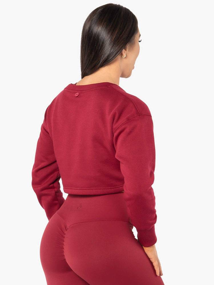 Ryderwear Women Sweaters Elevate Cropped Women's Sweaters Berry Red | CA1583MA