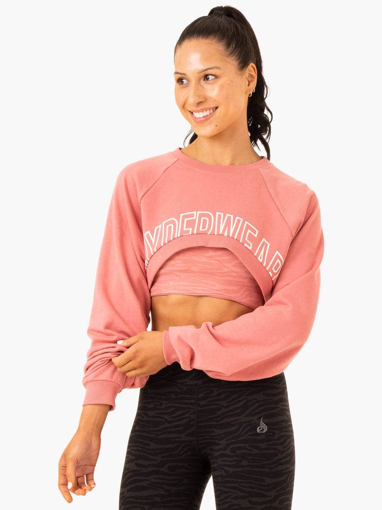 Ryderwear Women Sweaters Emerge Super Crop Women's Sweaters Pink | CA1500XF