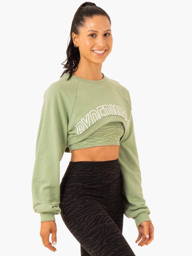 Ryderwear Women Sweaters Emerge Super Crop Women's Sweaters Jade Green | CA1501CE