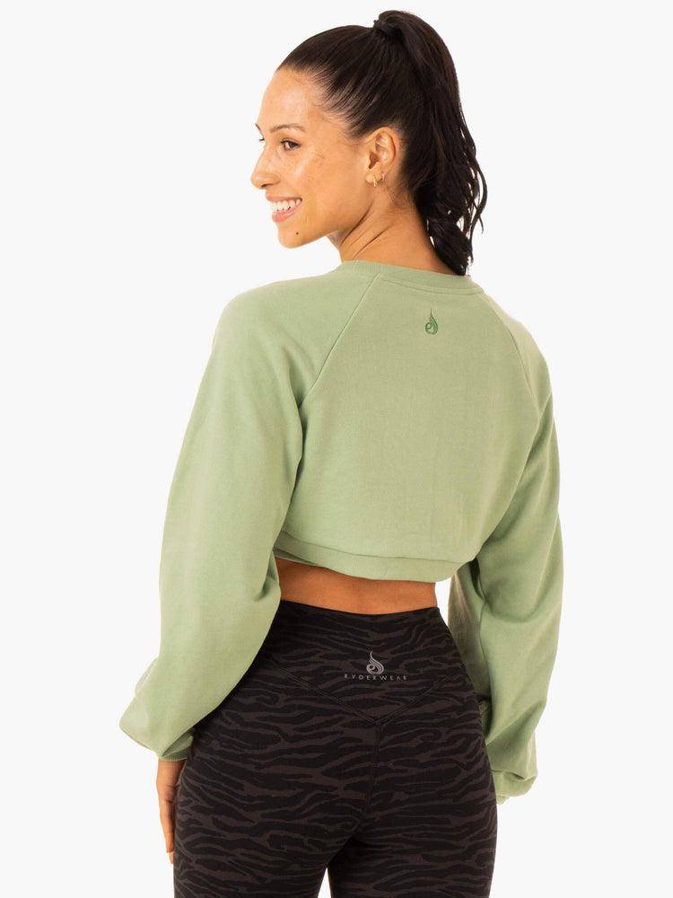 Ryderwear Women Sweaters Emerge Super Crop Women's Sweaters Jade Green | CA1501CE