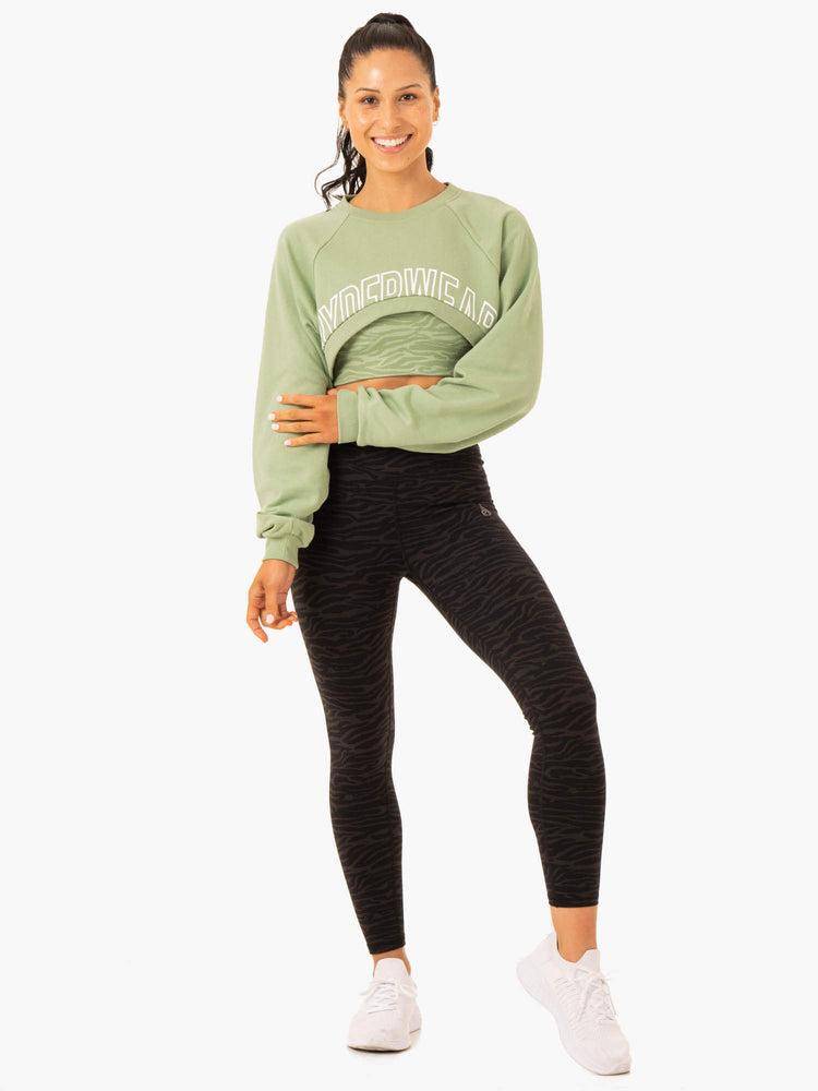 Ryderwear Women Sweaters Emerge Super Crop Women's Sweaters Jade Green | CA1501CE