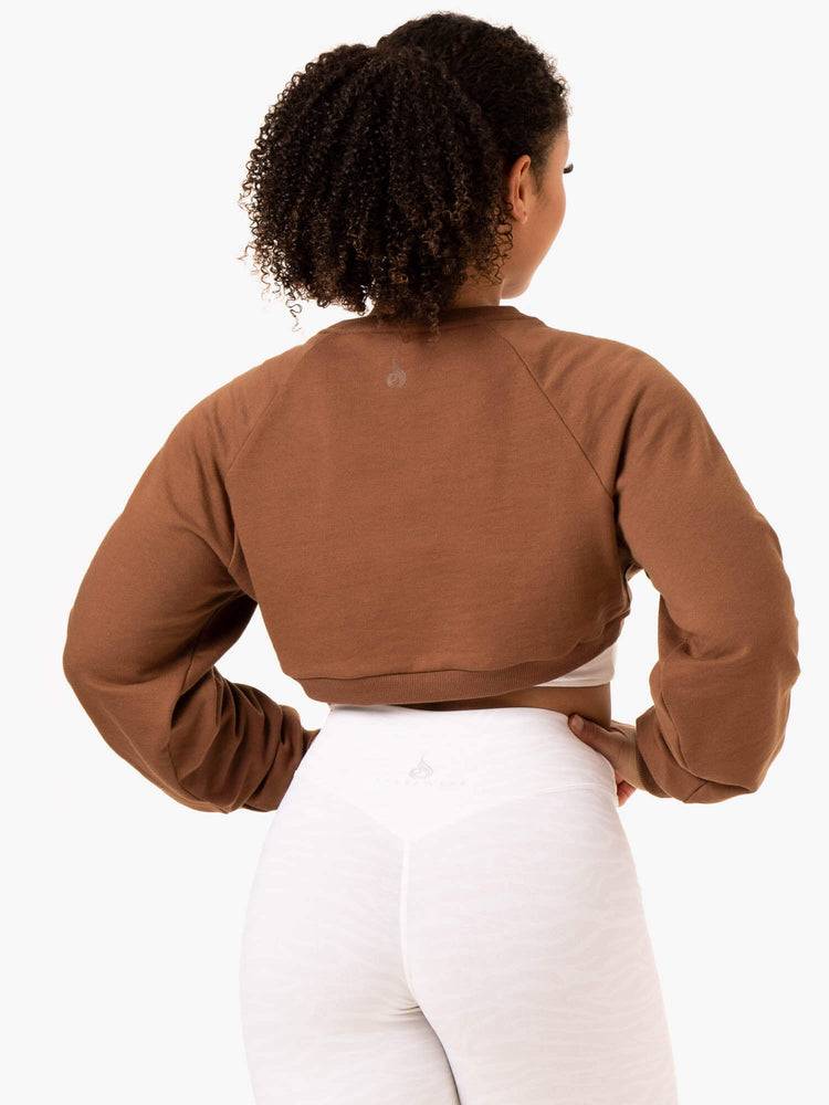 Ryderwear Women Sweaters Emerge Super Crop Women's Sweaters Chocolate | CA1502VD